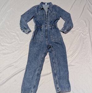 &Denim One Piece Utilitarian Jumpsuit Union Suit Medium Stone Washed Size 2